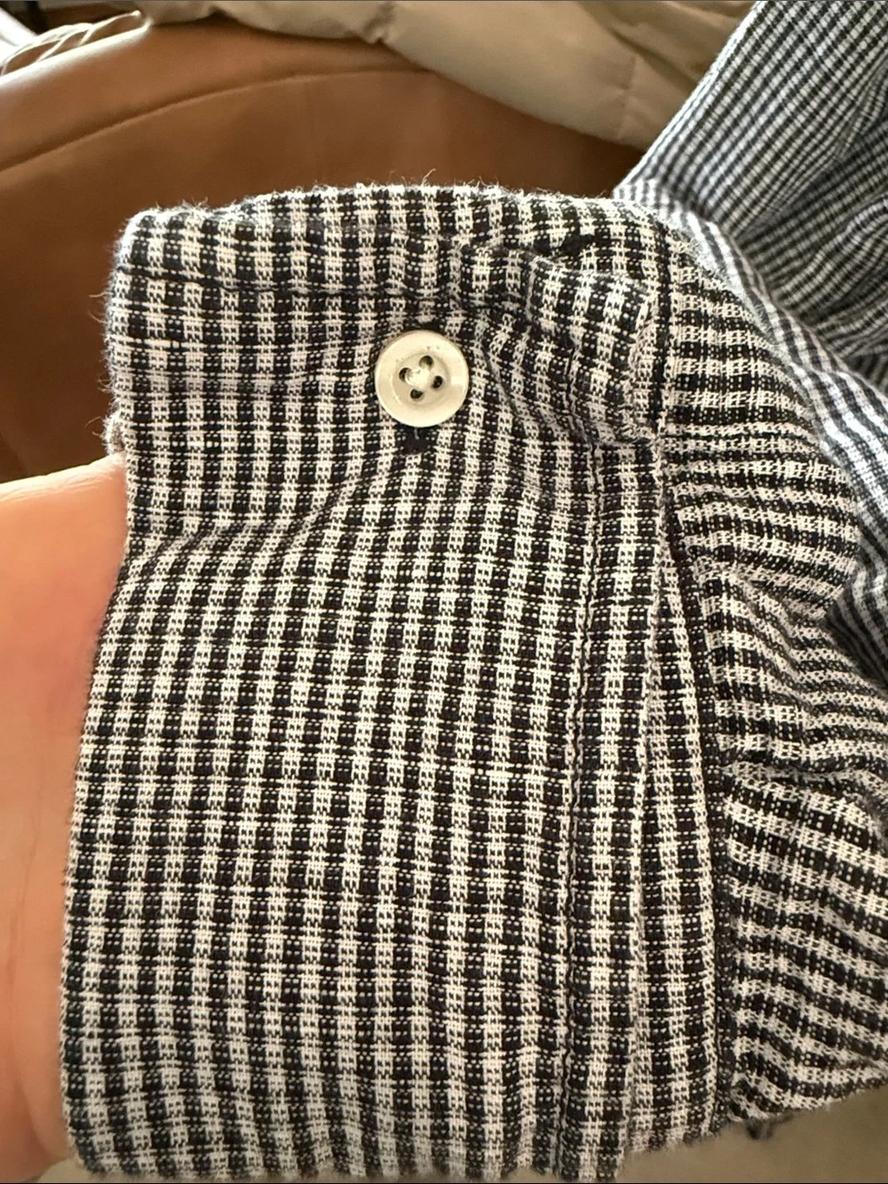 Banana Republic Navy and White Check Button-Down Shirt